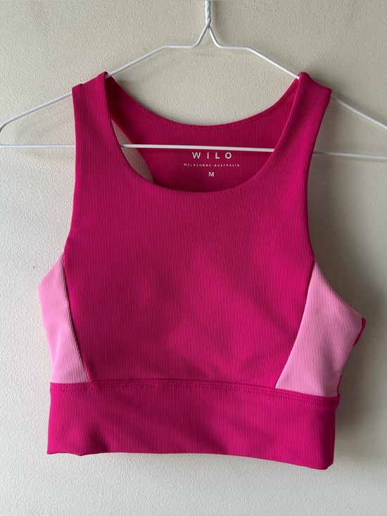Wilo The Label Other - Wilo Active Ribbed Sports Bra Cropped Tank Hot Blush Pink M